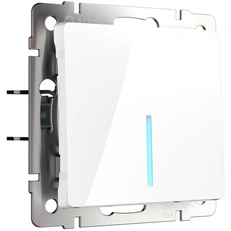 Изображение Выключатель одноклавишный с подсветкой (белый глянцевый) W1110101